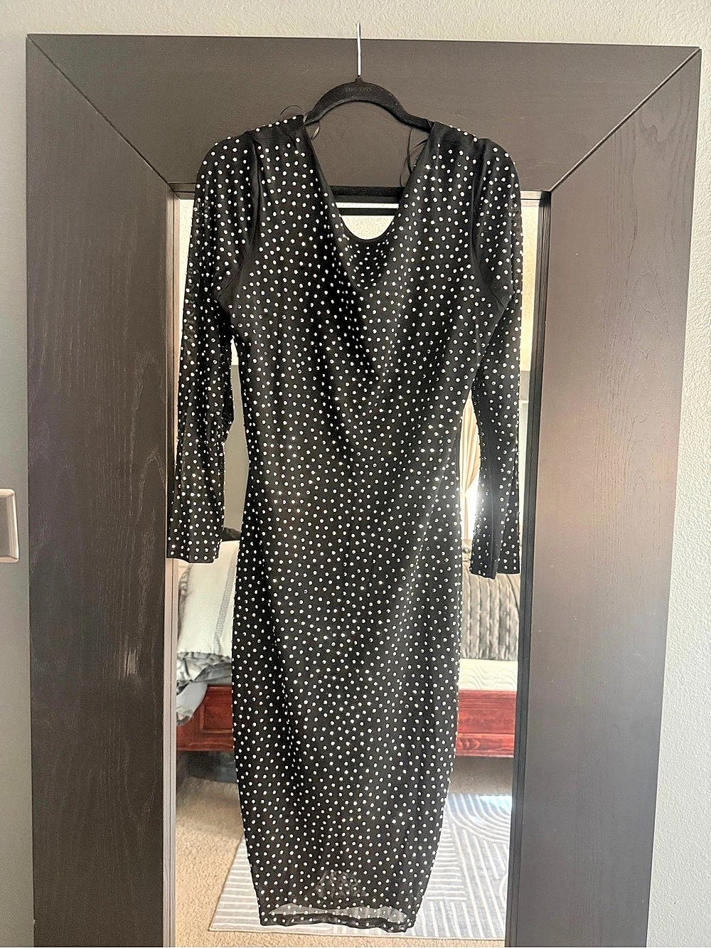 Sequined Midi Dress in Black Like New
